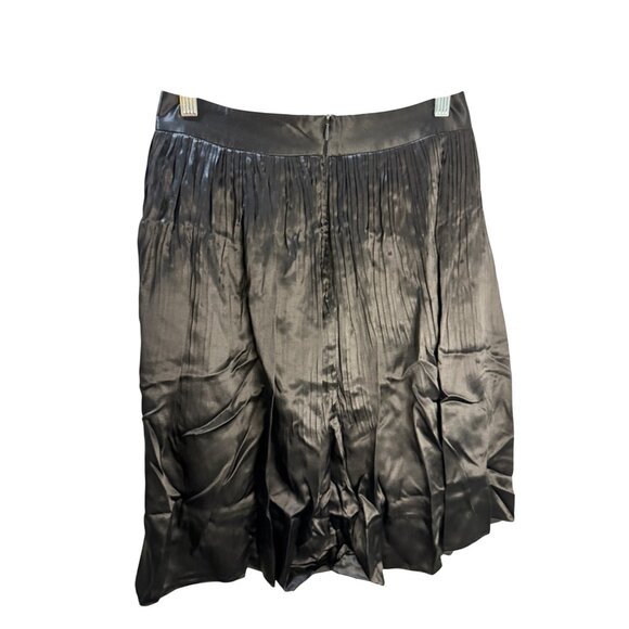 Black Satin Pleated Womens Skirt Size 2 Dry Clean Only - Picture 2 of 6